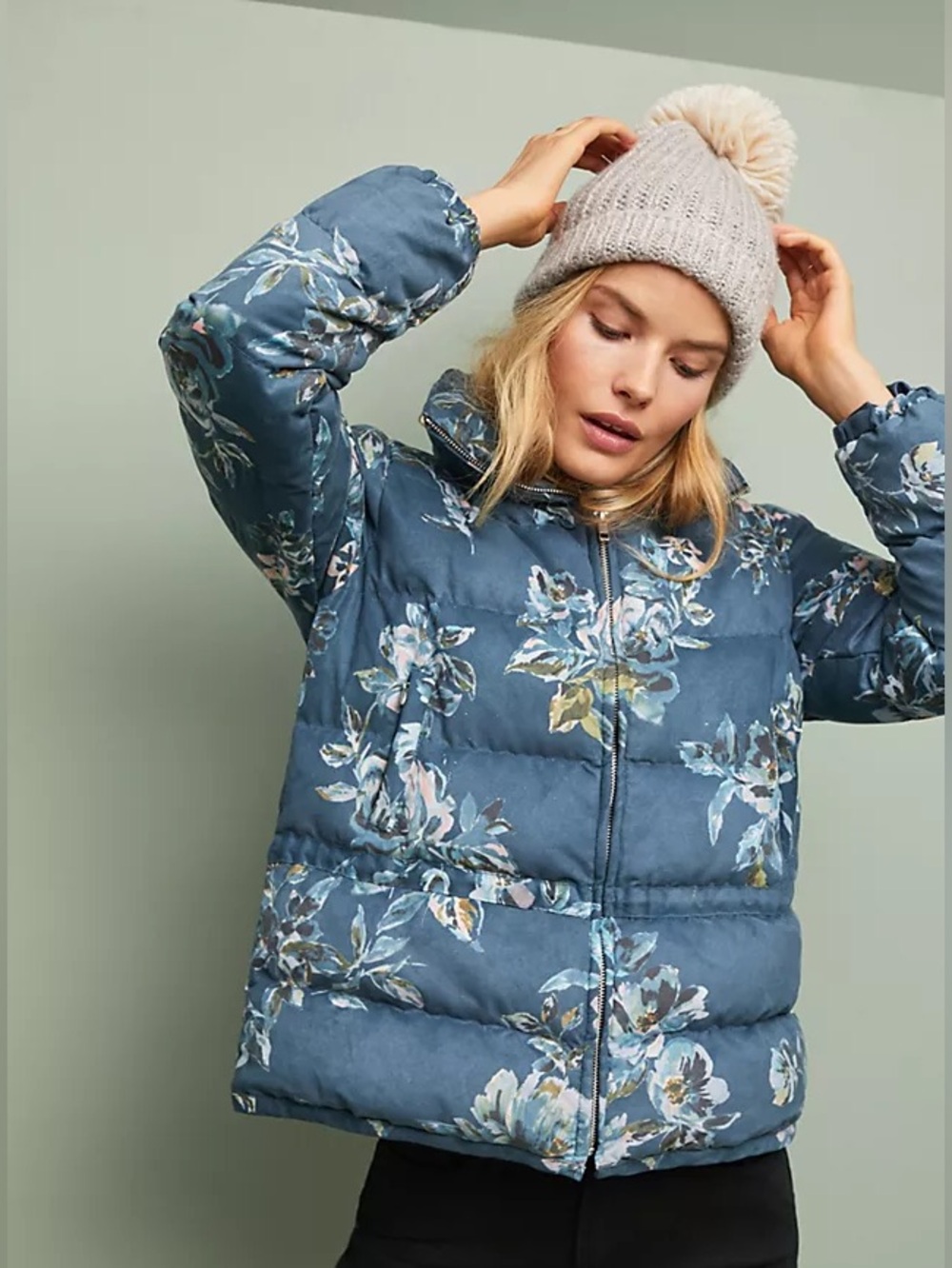 Anthropologie ett:twa floral puffer coat | size L